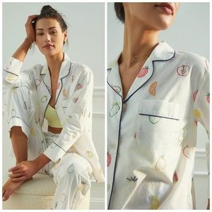 Fruit Medley Embroidered Pajama Set from Anthropologie NWT Large